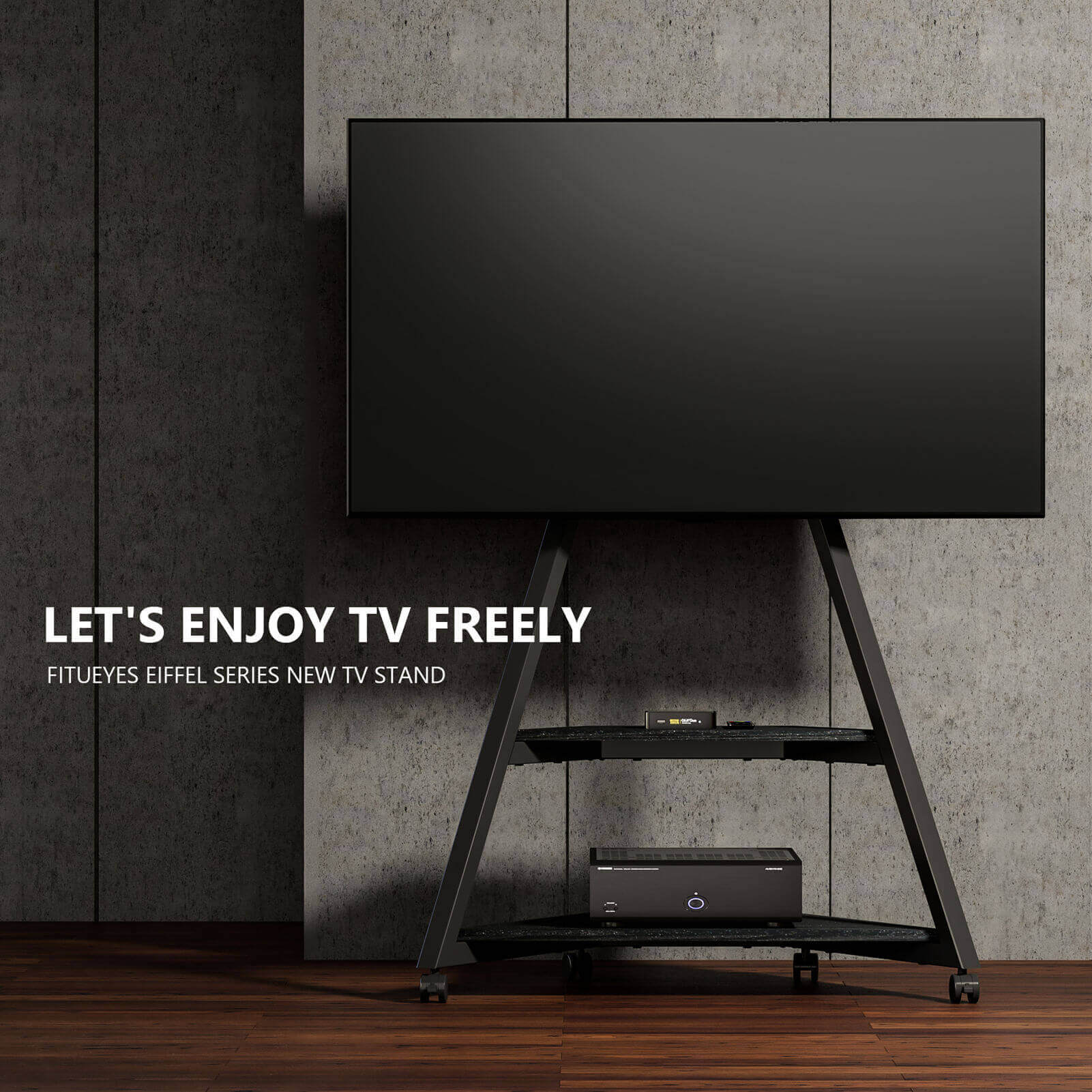 WILL 1050L Pied TV noir mobile - 30'' à 65'' (6 roulettes) - 39030
